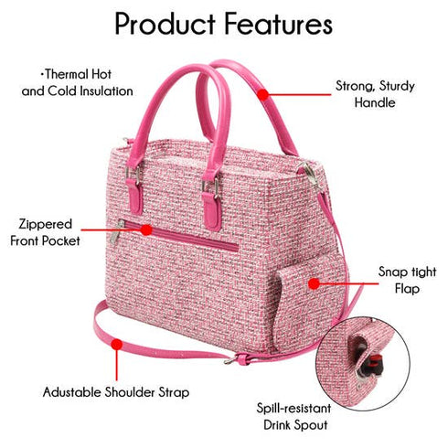 Black Tweed or Pink Tweed Drink/ Wine Purse Insulated with Bladder Bag